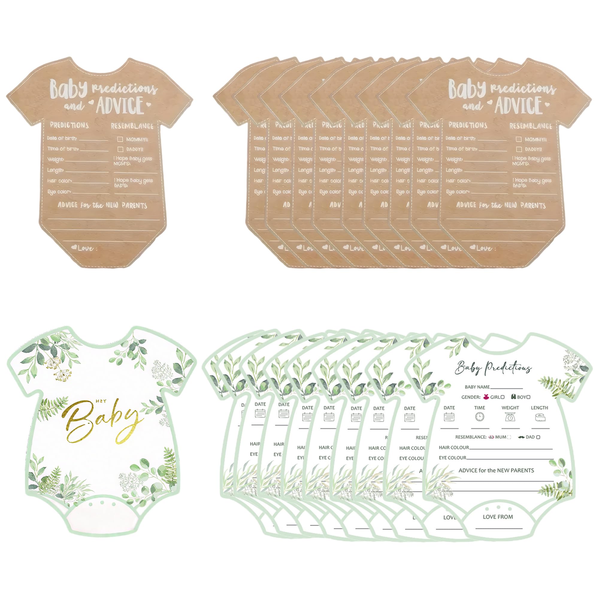 20PCS Double Color Baby Prediction Cards, Unique Baby-Shower Prediction Cards for Baby Shower Games, Advice Cards for Parents-to-Be, Gender Reveal Decorations and Party Fun