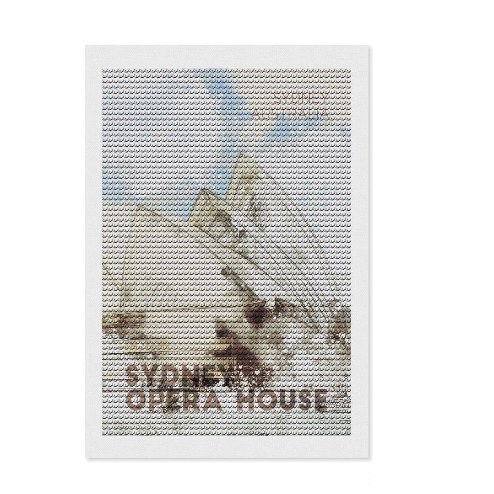 Junmoney Sydney Opera House Diamond Art Kit 8"x12", with Tool Kit, Easy to Enjoy, Bedroom Decor, Christmas Gift, Pleasing Wall Art Project