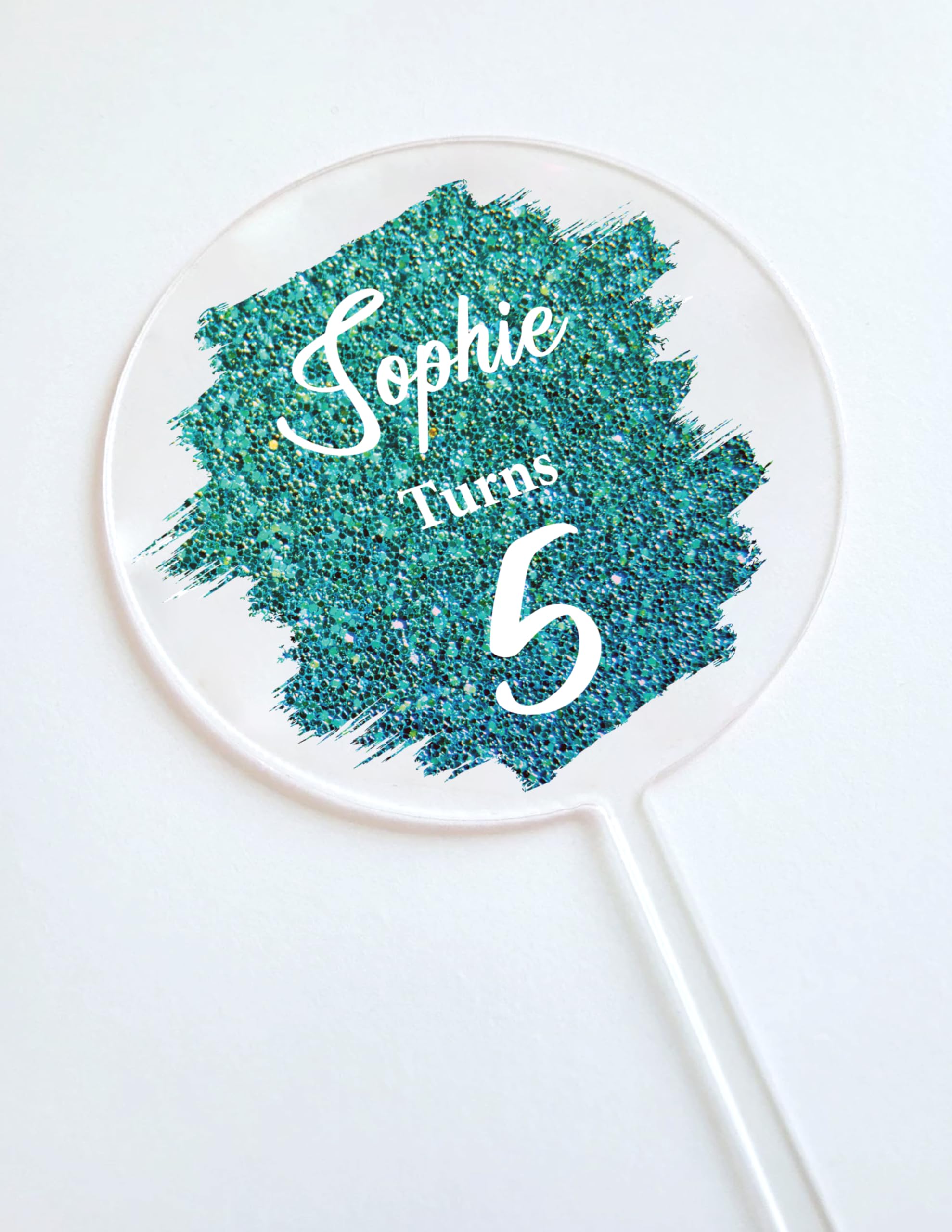 Personalised Happy Birthday Cake Topper Custom Acrylic Glitter Cake Toppers for Wedding Party Cake Decoration (Peacock Glitter)