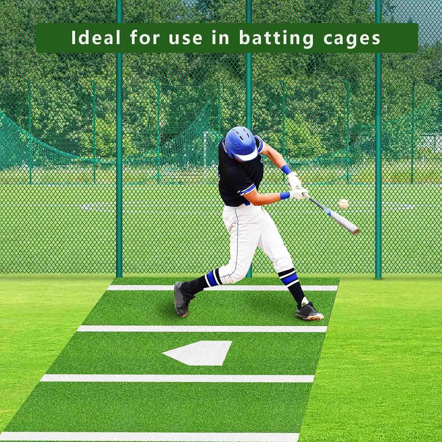 Hitting Mats Baseball, Batters Box Turf Mats with Home Plate, Heavy Duty Batting Mat, Home Plate, Batters Box Anti-Fade Turf for Indoor Outdoor