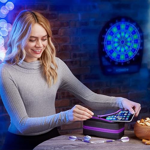 Miniatura 9 de Casemaster Plazma Pro - Estuche para 6 dardos suaves y de punta de acero, cuenta con gran bolsillo frontal para dispositivos móviles, tubos de