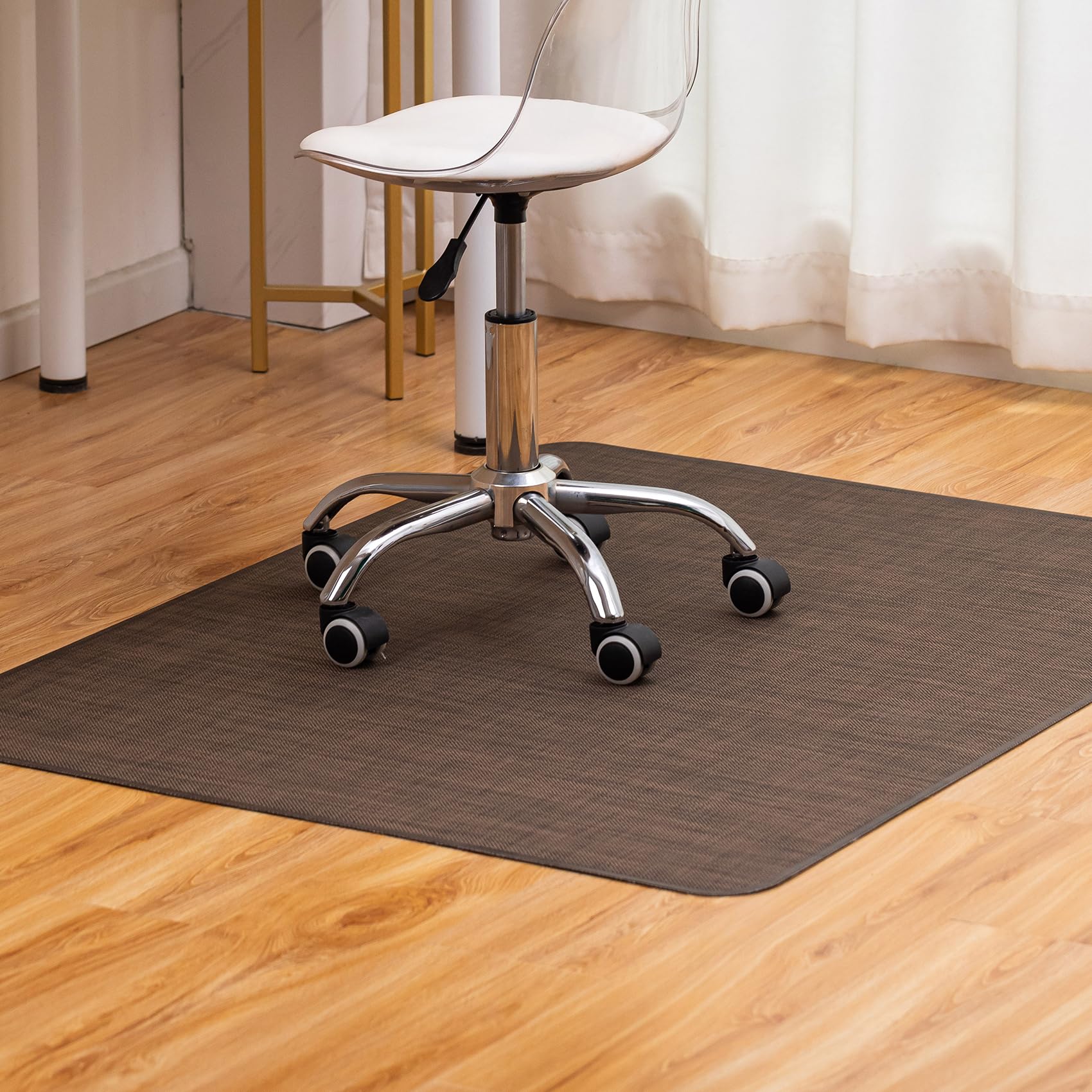BARoyal Office Chair Mat for Hardwood Floor Under Desk Computer Rolling Chair Mat for Wood/Tile Floor Non-Slip Heavy Duty Desk Rug PVC Plastic Hard Floor Protector 45" x 53"(Coffee)
