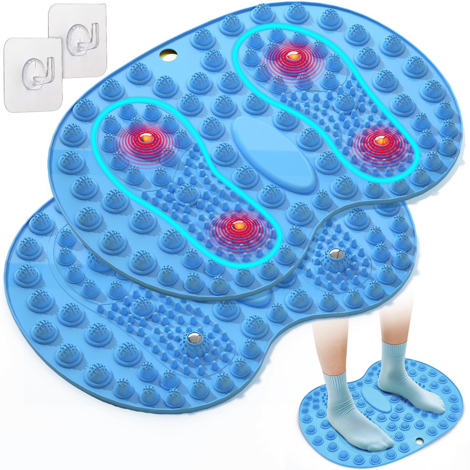 Foot Massager Mat 2PCS Foot-Shaped Reflexology Mat with Magnetic Therapy Under Desk Mat Acupressure Mat for Feet Relaxation