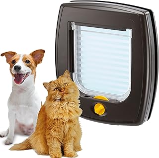 Ferplast Katzenklappe, Hundeklappe, Katzentür für glasscheiben, Pendeltür für Katzen und Kleine Hunde, 4-wege steuerbarer Ein- und Ausgang, Teiltunnel, SWING 3 Haustierklappe, Braun product image