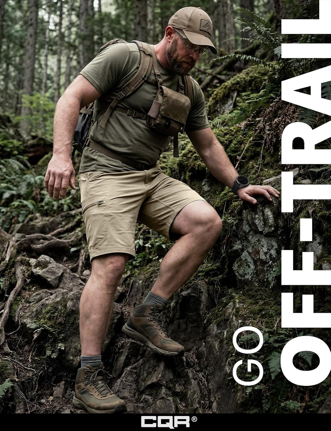 CQR Men's Quick Dry Stretch Hiking Cargo Shorts, Lightweight Water Resistant Tactical Casual, Golf & Outdoor with Pockets