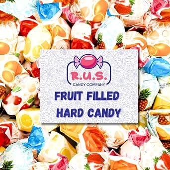 Fruit Filled Hard Candy 1 lb Bulk Individually Wrapped Assorted Fruit Candies, Hard Candy Fruit Center, Fruity Hard Candy by R.U.S. Candy Company 1 Pound