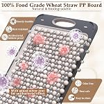 GUANCI Planche de coupe pour cuisine double côté 304 Conseil de coupe en acier inoxydable Acier inoxydable de qualité alimentaire et paille de blé PP Taille de la Samll 14 χ 9,6 χ Facile à nettoyer