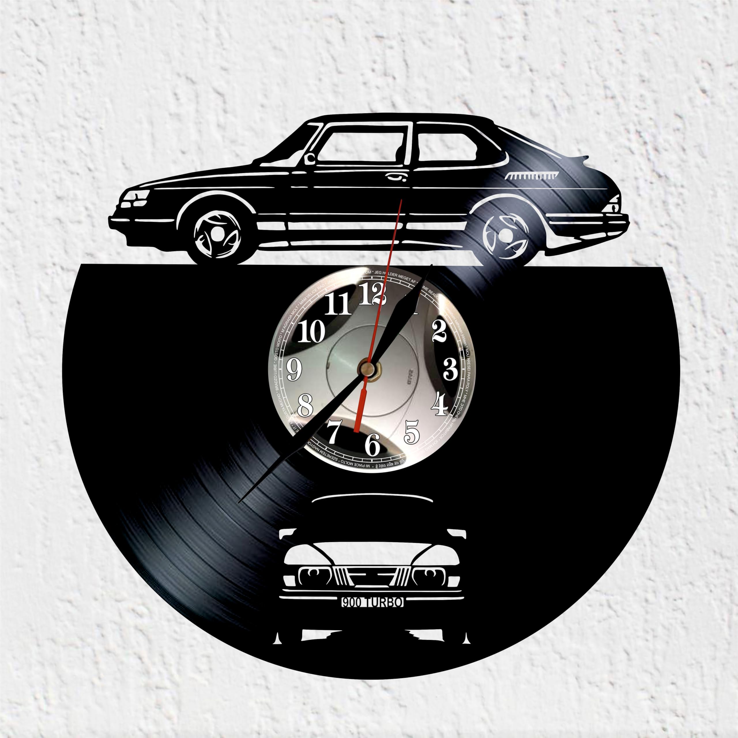 Orologio Da Parete Disco in Vinile Silhouette di Automobil Turismo Svedese anni 80