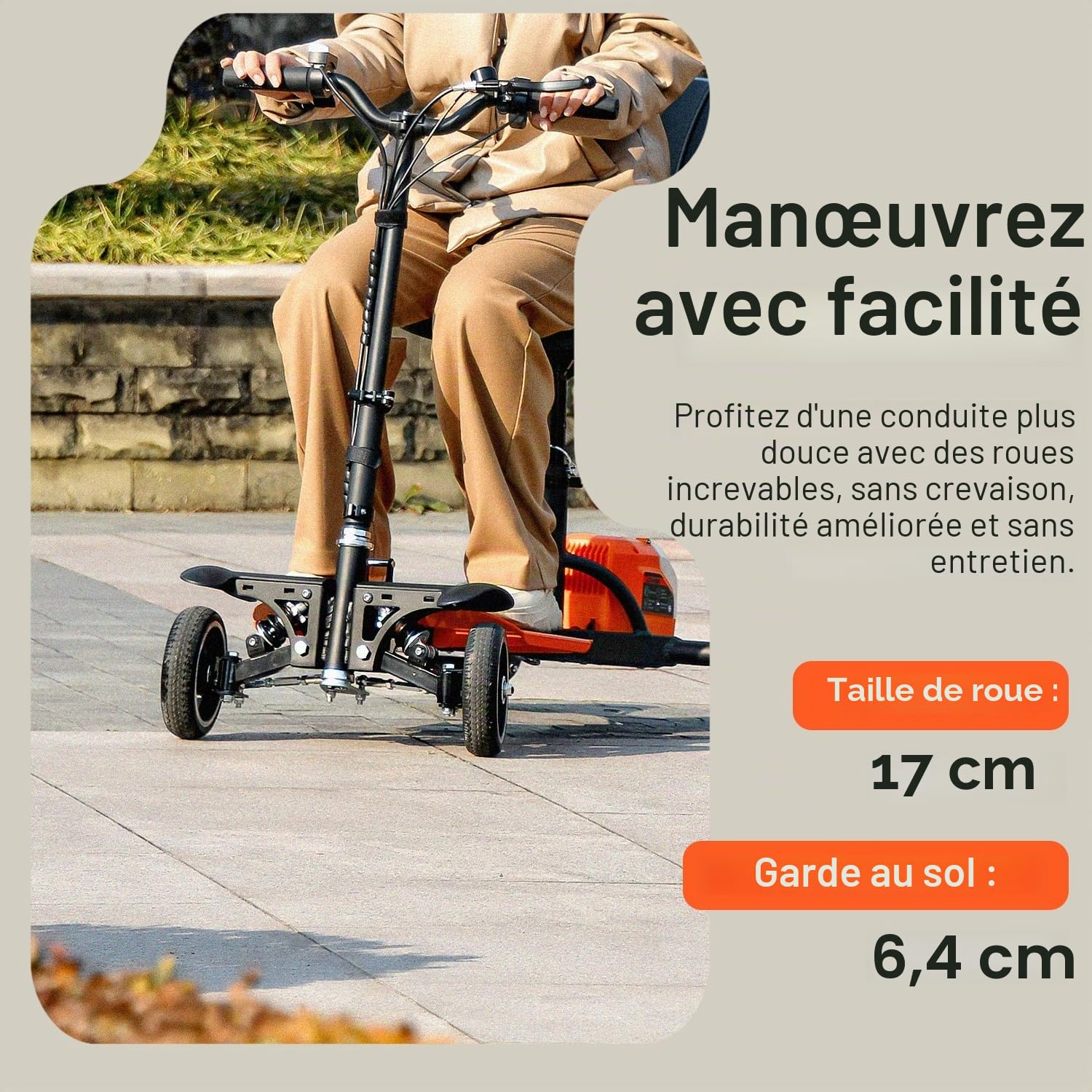 SuperHandy Scooter de mobilité Passport Pro - Cadre en aluminium pliable, 4 roues, comprend 2 batteries Li-Ion 48V 2Ah et un chargeur, supporte jusqu'à 150 kg [Brevet en attente]