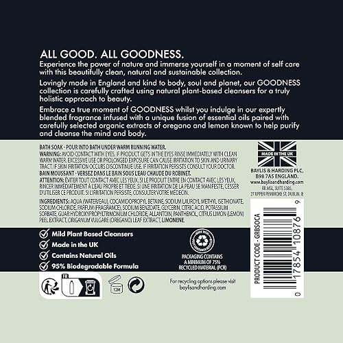 Baylis & Harding Savon de bain Goodness Oud, cèdre et ambre, 500 ml - Vegan Friendly - 6