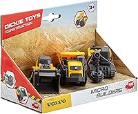 Vista 5 de Dickie Toys Volvo Micro Builders - Juego de 3 juguetes para construcción, excavadora, juego de 3 vehículos de construcción, 2 diseños diferentes