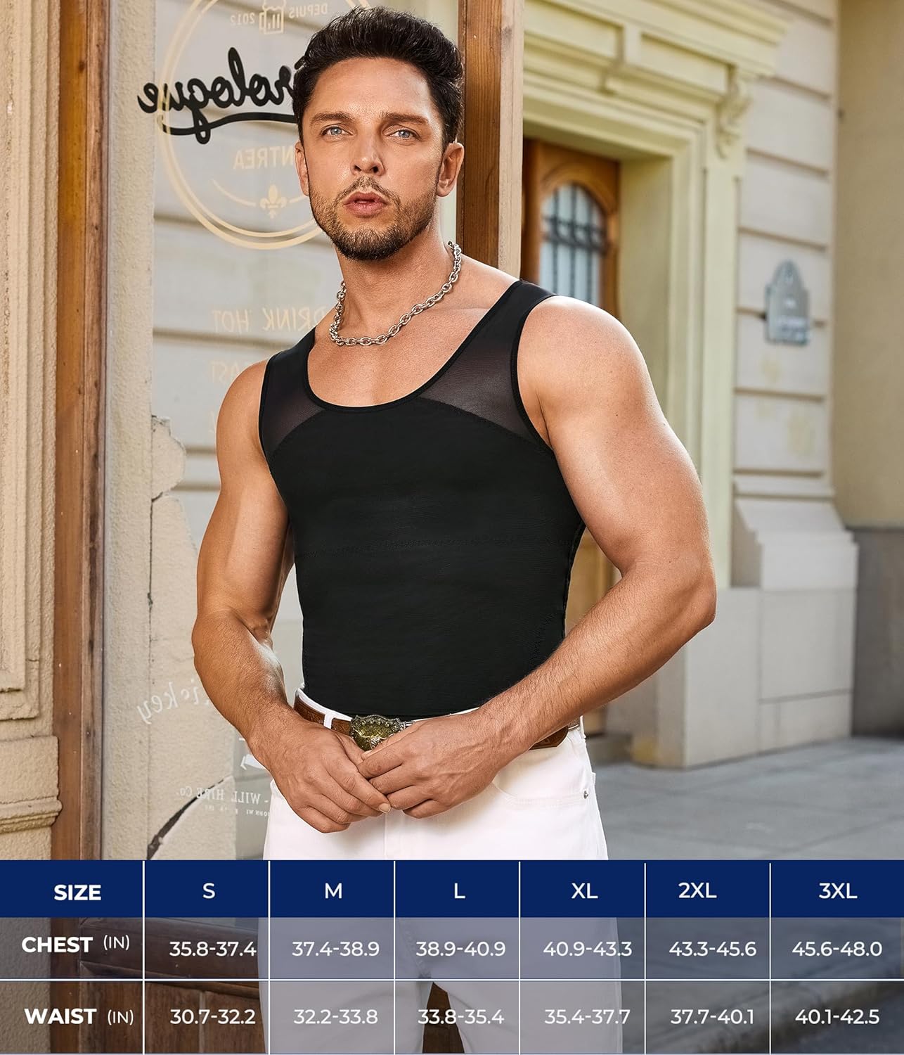 TAILONG Compression Shirt Men Shapewear Slimming Body Shaper Vest Workout Tank Top Undershirt - Image 6