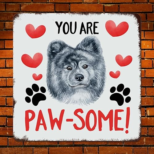 Miniatura 2 de WoGuangis Valentine's Day Gift to Girlfriend Rustic Vintage Porch Signs Valentine Chow Chow Dog Red Heart Metal Wall Sign You Are Paw Some Aluminum