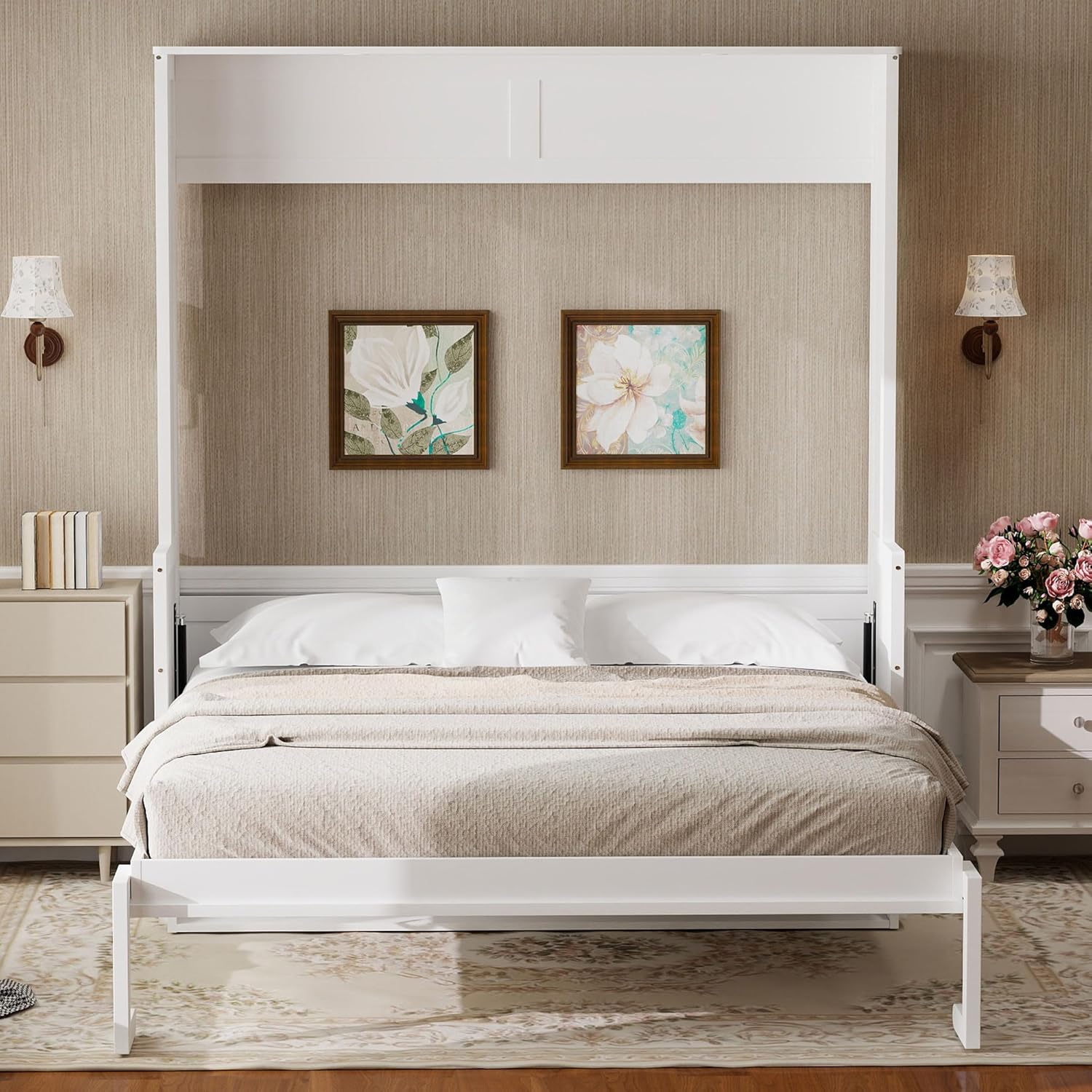 Merax Full Size Murphy Bed in its unfolded state, ready for use.