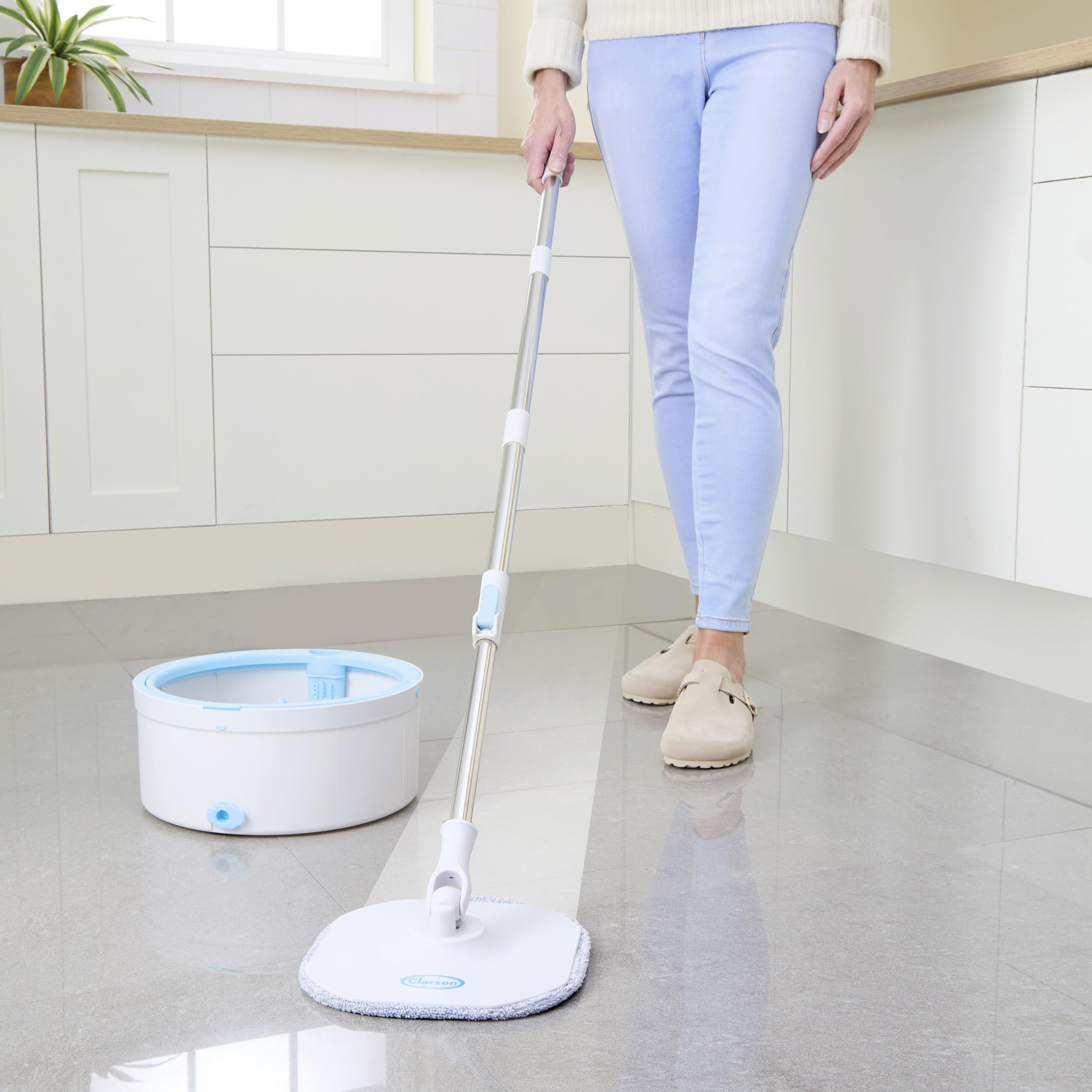 3 PAGEN® Wischmopp Set mit Eimer – Bodenwischer mit Doppelbehälter – Trennung von Schmutz- & Frischwasser – für Verschiedene Bodenbeläge geeignet