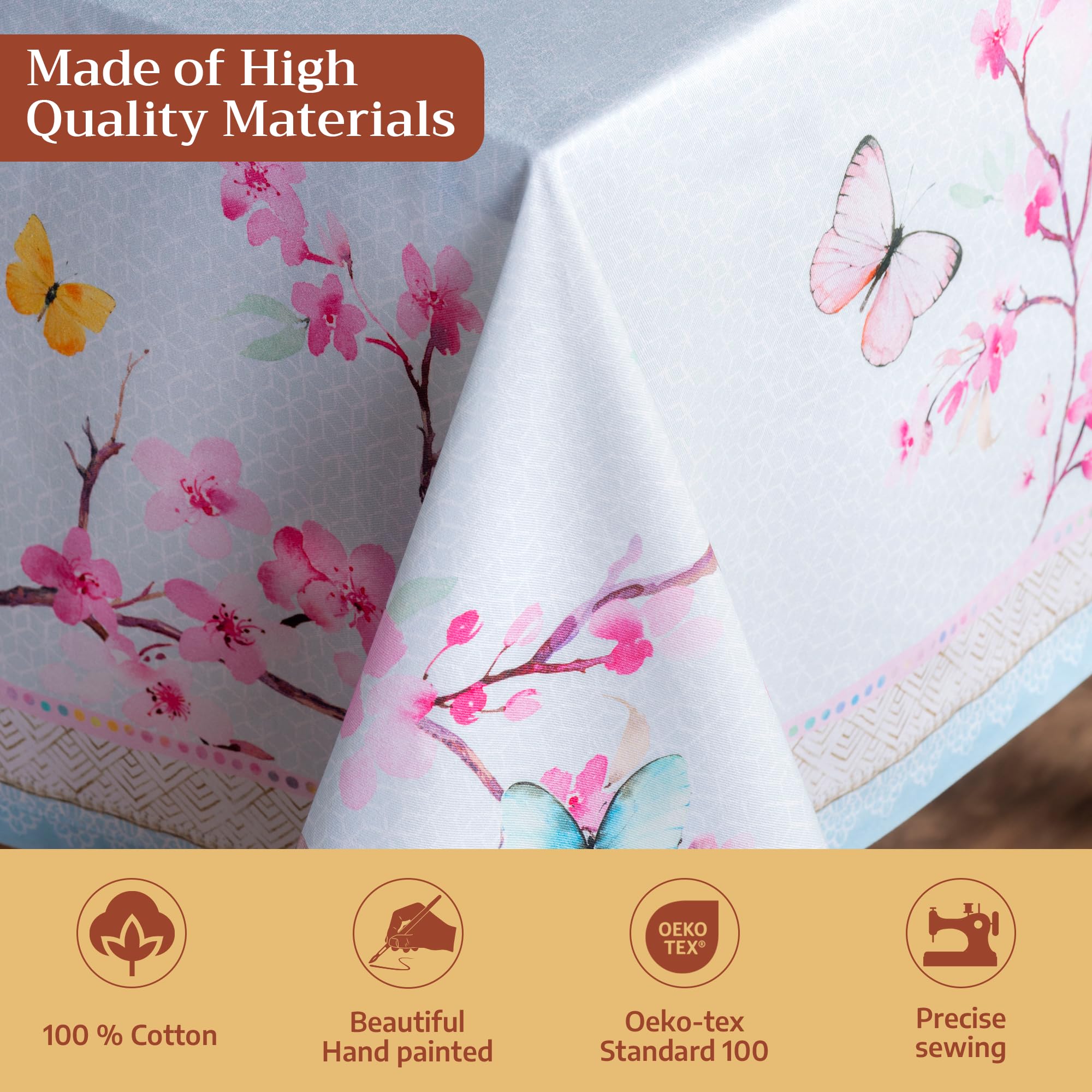 Maison d'Hermine Nappe rectangulaire réutilisable 100 % coton - 177,8 x 274,3 cm