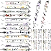 Vista 1 de Ctosree 60 bolígrafos cristianos para mujer, a granel, versículos bíblicos, bolígrafos de tinta floral, citas inspiradoras religiosas, bolígrafo