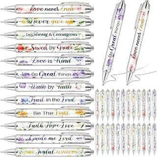 Ctosree 60 Pcs Christian Floral Pens Bulk, Bible Verse Pens for Women