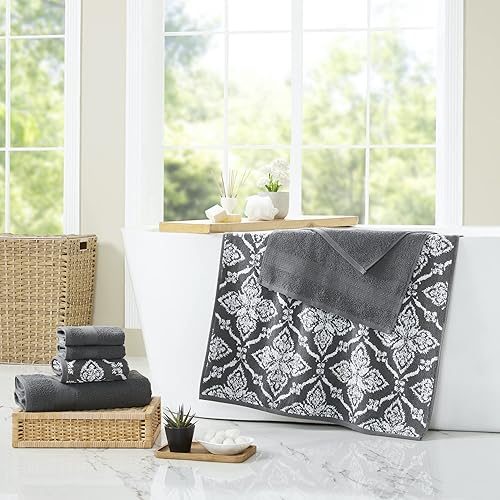 Miniatura 7 de Modern Threads Capri - Juego de 6 toallas reversibles de hilo jacquard teñido, toallas de baño, toallas de mano y paños de baño, superabsorbentes y