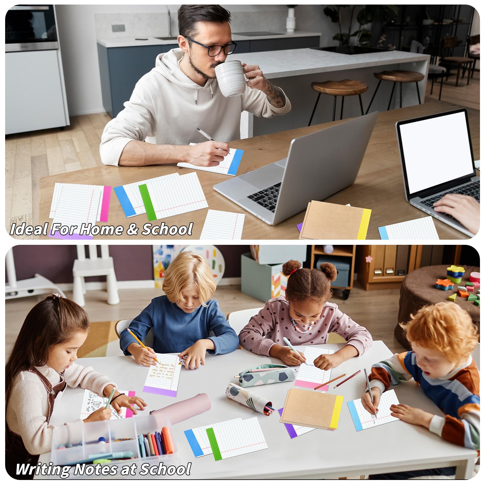 Confezione da 36 blocchi legali, blocco note arcobaleno da 12,7 x 20,3 cm, blocco note perforato a righe per lavoro, studio, lista di appunti quotidiani, fogli a righe, ricariche per appunti, per