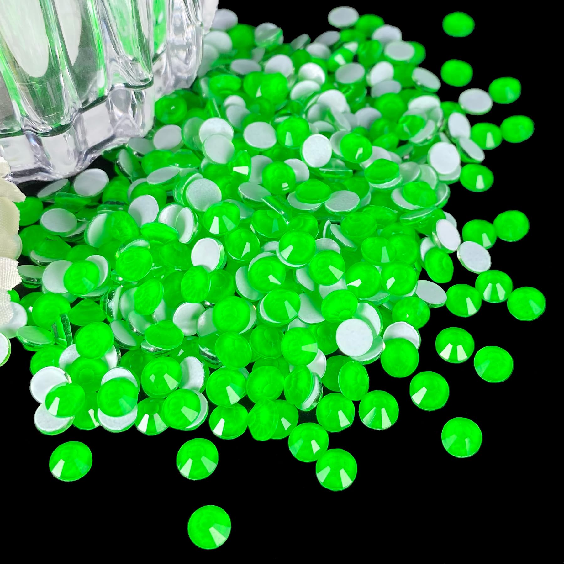 Flatback Glass Rhinestones,Bedazzler Gems 1440pcs Non Hotfix Crystal Rhinestones for Nail Charms Crafts Clothes Tumblers,Green Neon,SS20