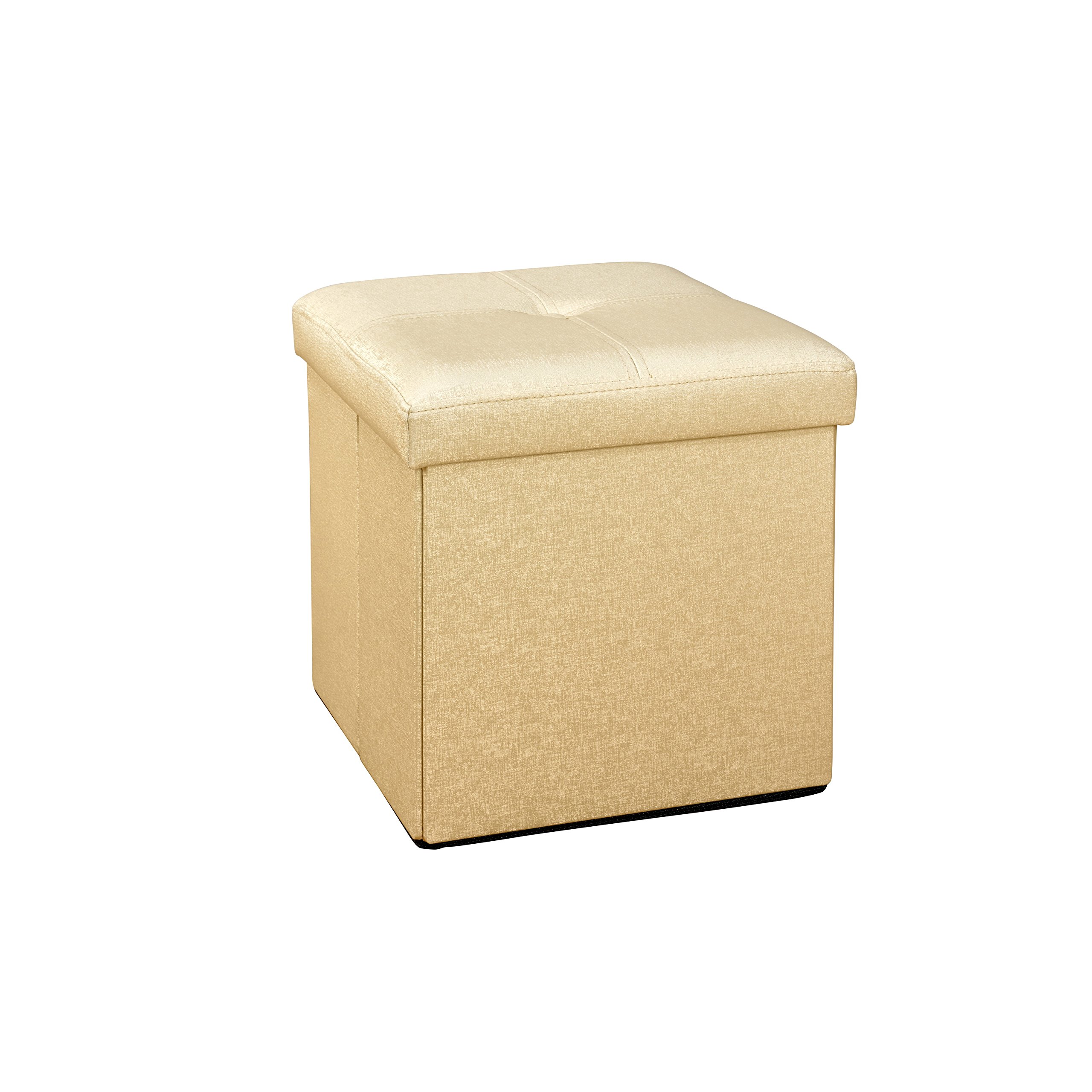 Simplify Faux Leather Folding Storage Ottoman Cube in Metallic Gold