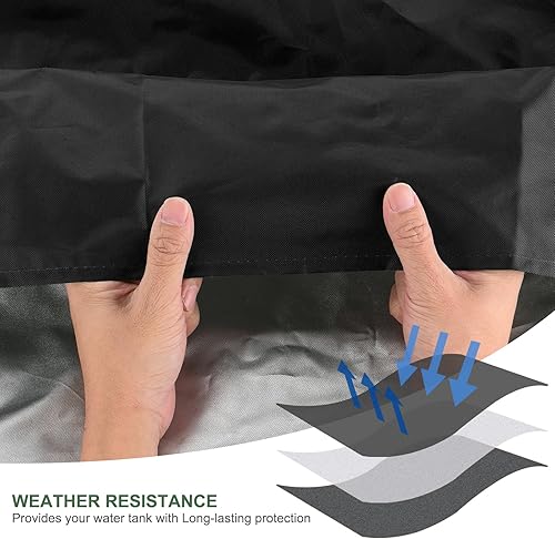 Miniatura 4 de PATIKIL IBC - Cubierta de asas de 275 galones, impermeable, para tanque de agua, para jardín al aire libre, barril de lluvia, color negro (47.2 x