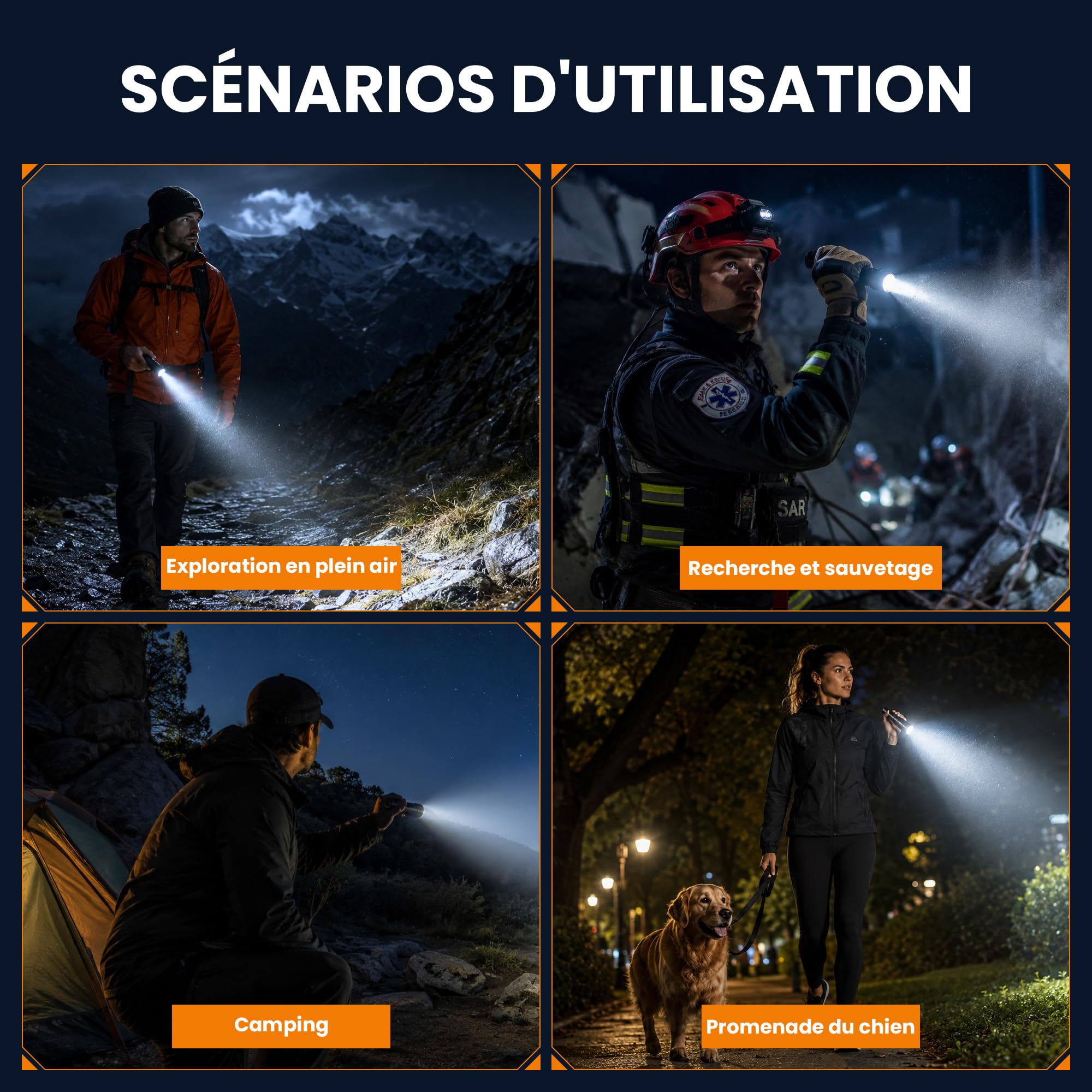 Sofirn SK31 Lampe de poche tactique LED rechargeable 6800 lm 395 m IPX8 | 6800 lumens, portée de 395 m, 9 modes, USB-C, rechargeable, IPX8, tactique, extérieur, camping, autodéfense