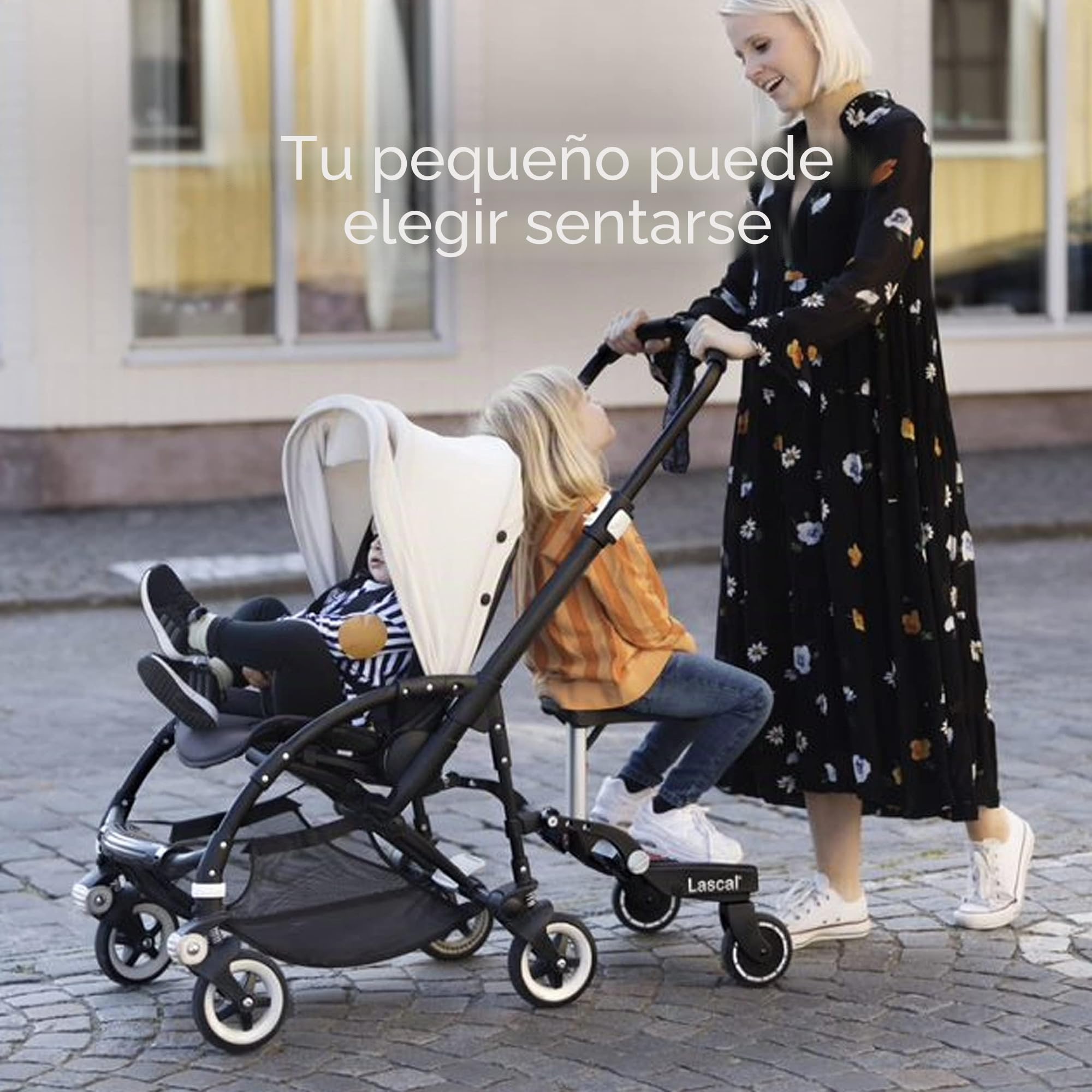 Lascal BuggyBoard Maxi+ Plataforma con sillín infantil y base grande, accesorio para niños de 2 a 6 años (22 kg), compatible con muchas sillitas de paseo, gris/negro