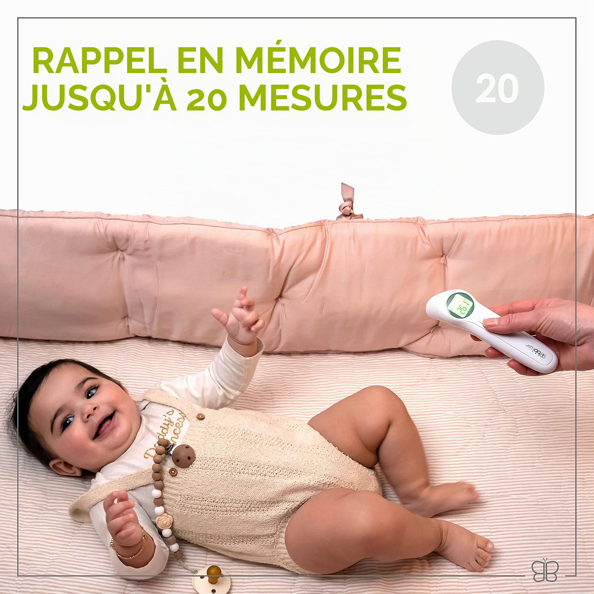 bblüv - Orä - 5-en-1 Thermomètre Infrarouge Numérique pour Bébé et Adulte, Thermomètre sans Contact avec Fonction Mémoire, Affichage à LCD