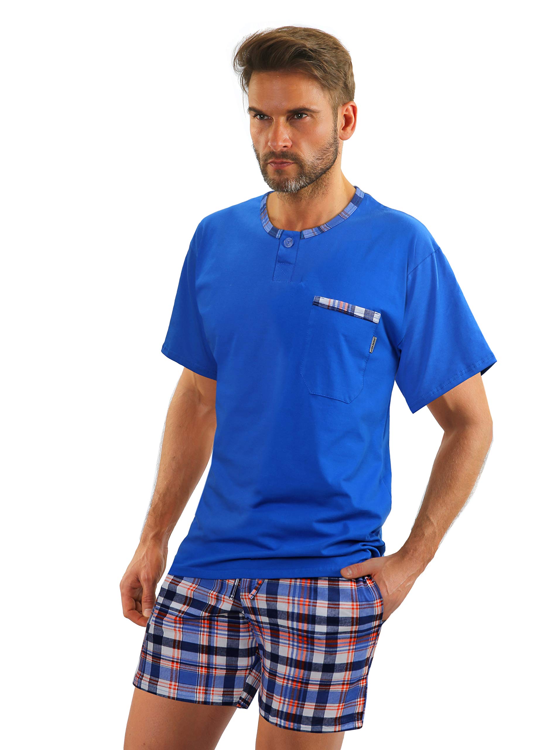 sesto senso Men's Pyjamas Short Pyjamas Cotton Short Sleeve T-Shirt Pyjama Bottoms Two Piece Set