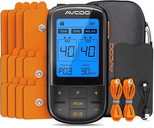 Unidad TENS 3 en 1 con 32 modos, estimulador muscular EMS de doble canal con 40 intensidades para terapia gradual de alivio del dolor, masajeador de