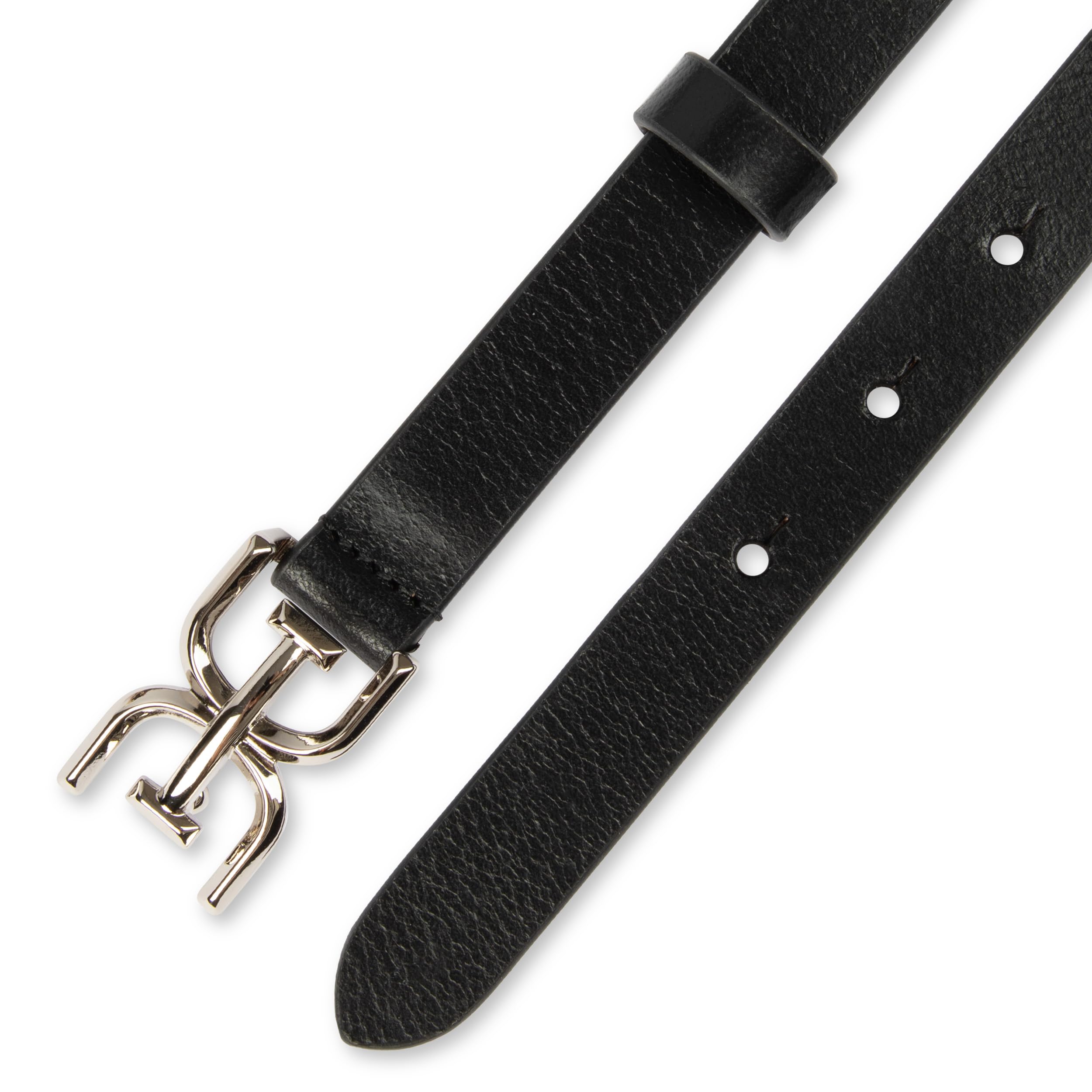 Sam Edelman black leather belt Sam Edelman 30MM CASUAL LEATHER W/EDGE STITCH (WITH SILVER  main image 2