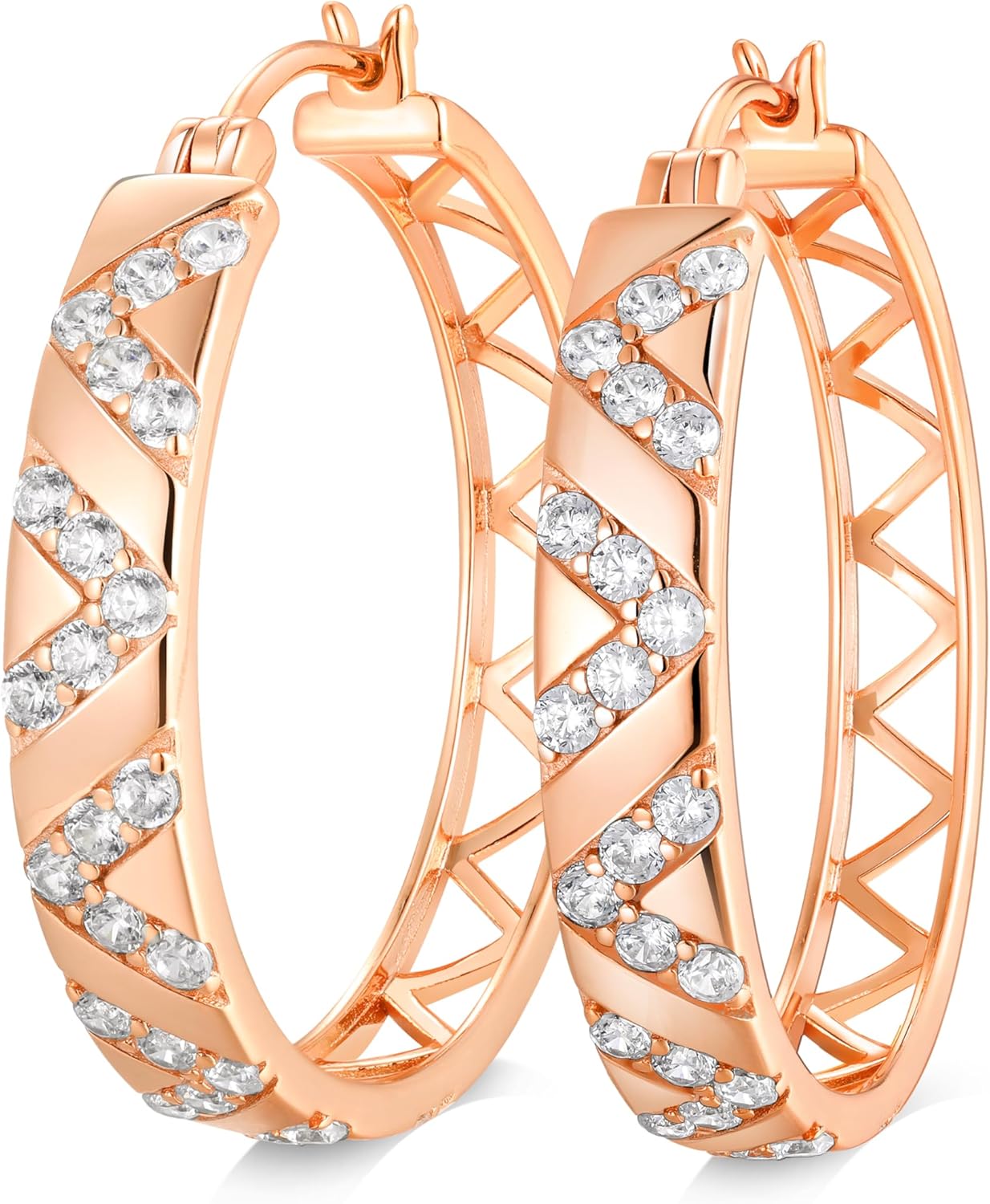 14K Yellow Gold Hoop Earrings for Women, Thick Diamond Hoop Earrings 5mm Width Design, Sterling Silver Statement Bold Hoop Earrings for Wedding Birthday Anniversary