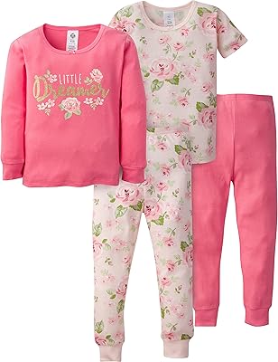 Gerber Baby Girls Toddler Snug Fit 4-Piece Pajama Set