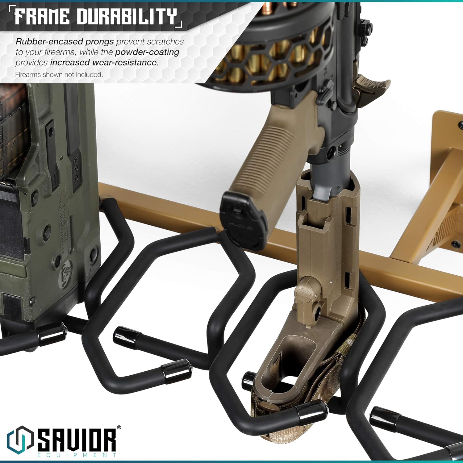 Savior Equipment Wall-Mount Rifle Rack Tactical Shotgun Carbine Firearm Free-Standing Gun Display Indoor Storage Rack - Heavy Duty Steel, 6-Slot Holds up to 150 Lbs
