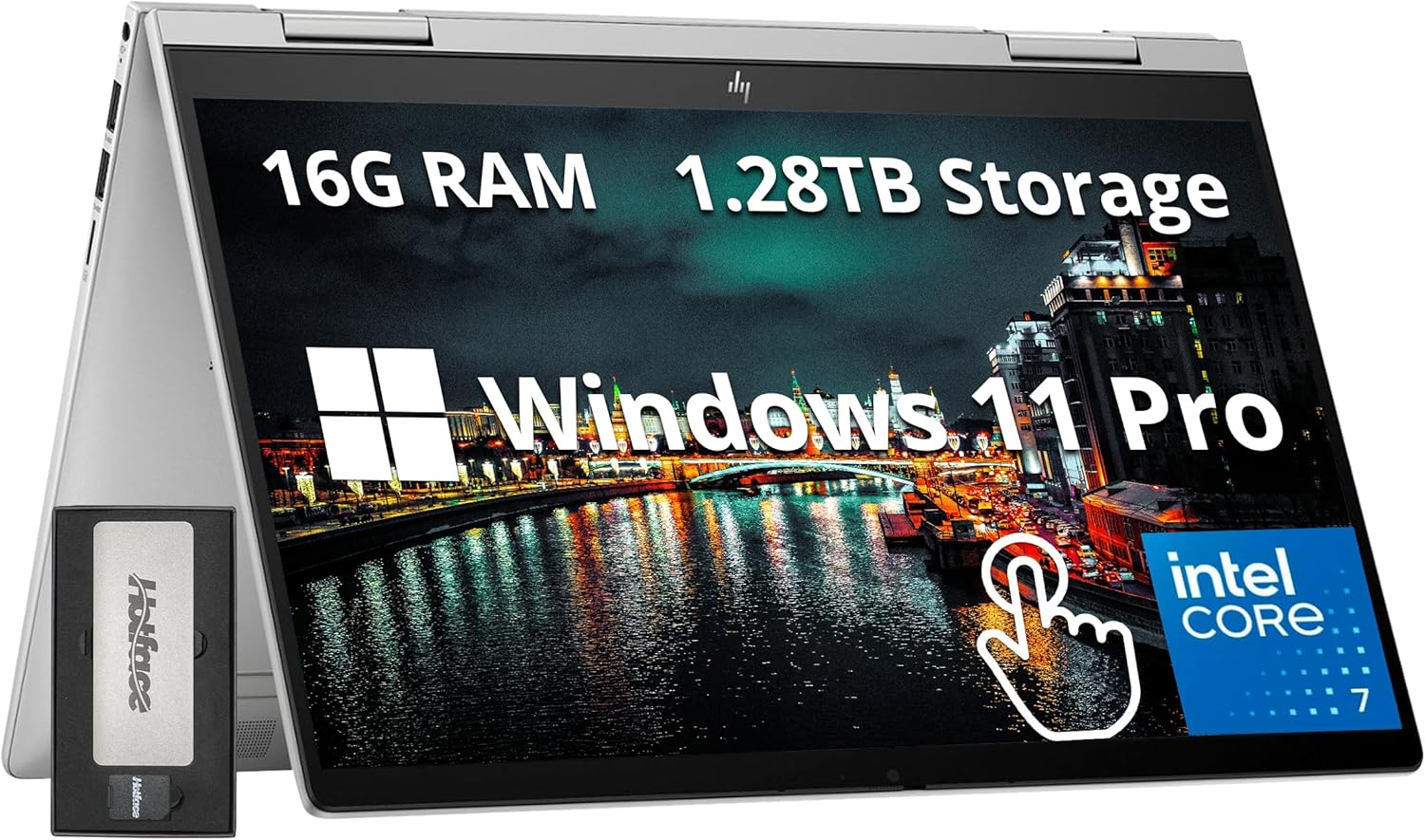 HP Envy x360 2-in-1 14" FHD Touchscreen Laptop, Intel 7 150U, 16GB RAM, 1.28TB Storage(1TB SSD+288GB Docking Station Set), Backlit Keyboard, 5MP Camera, Fingerprint Reader, Win 11 Pro, Silver
