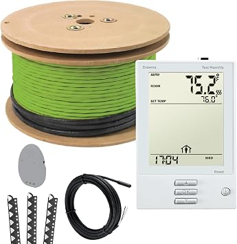 Floor Heating System, 120V Electric Tile Radiant Floor Heating Cable with UDG Programmable Thermostat 117 Sq.Ft.