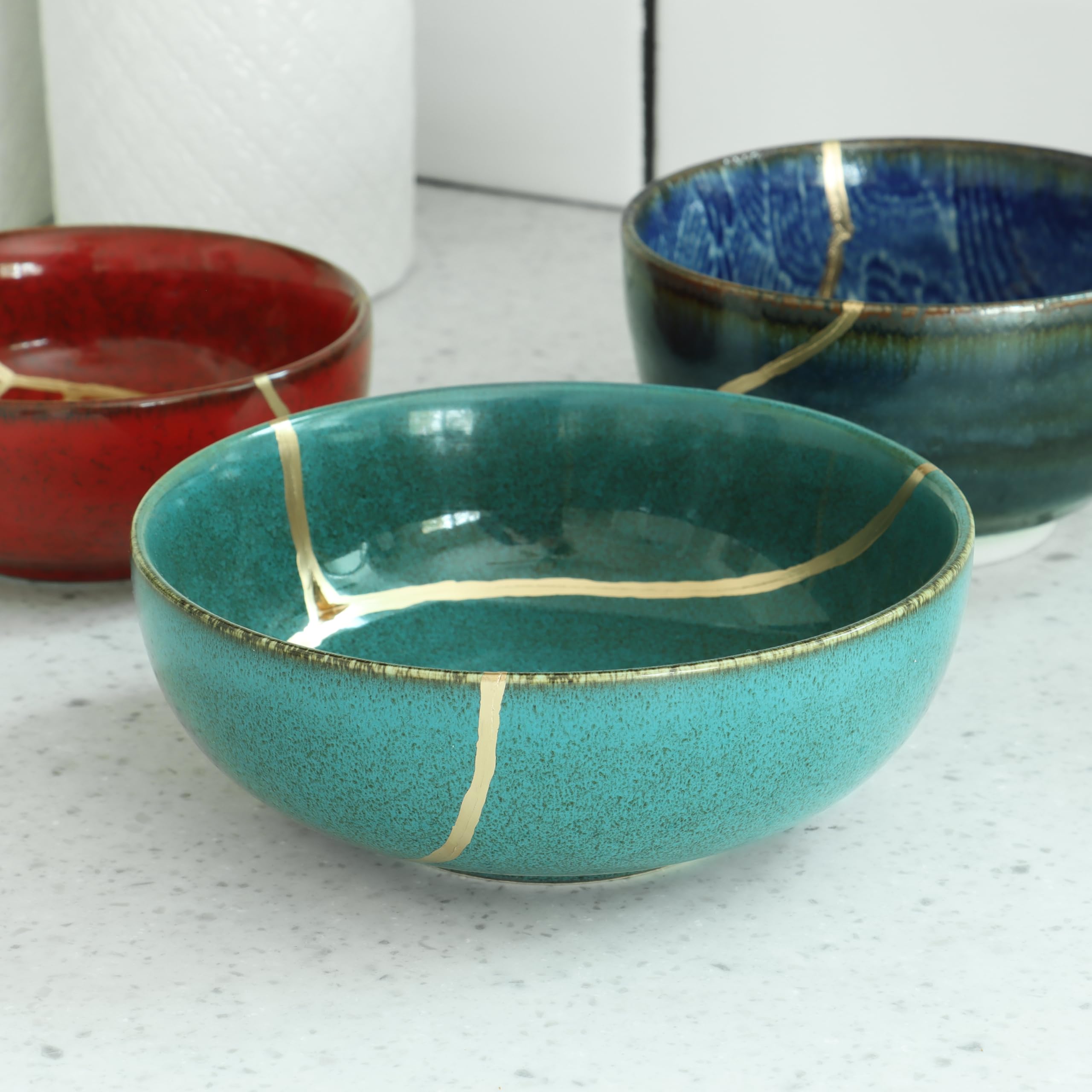 Amazon.com: Emerald Green Kintsugi Bowl, Gold Repair Ceramic