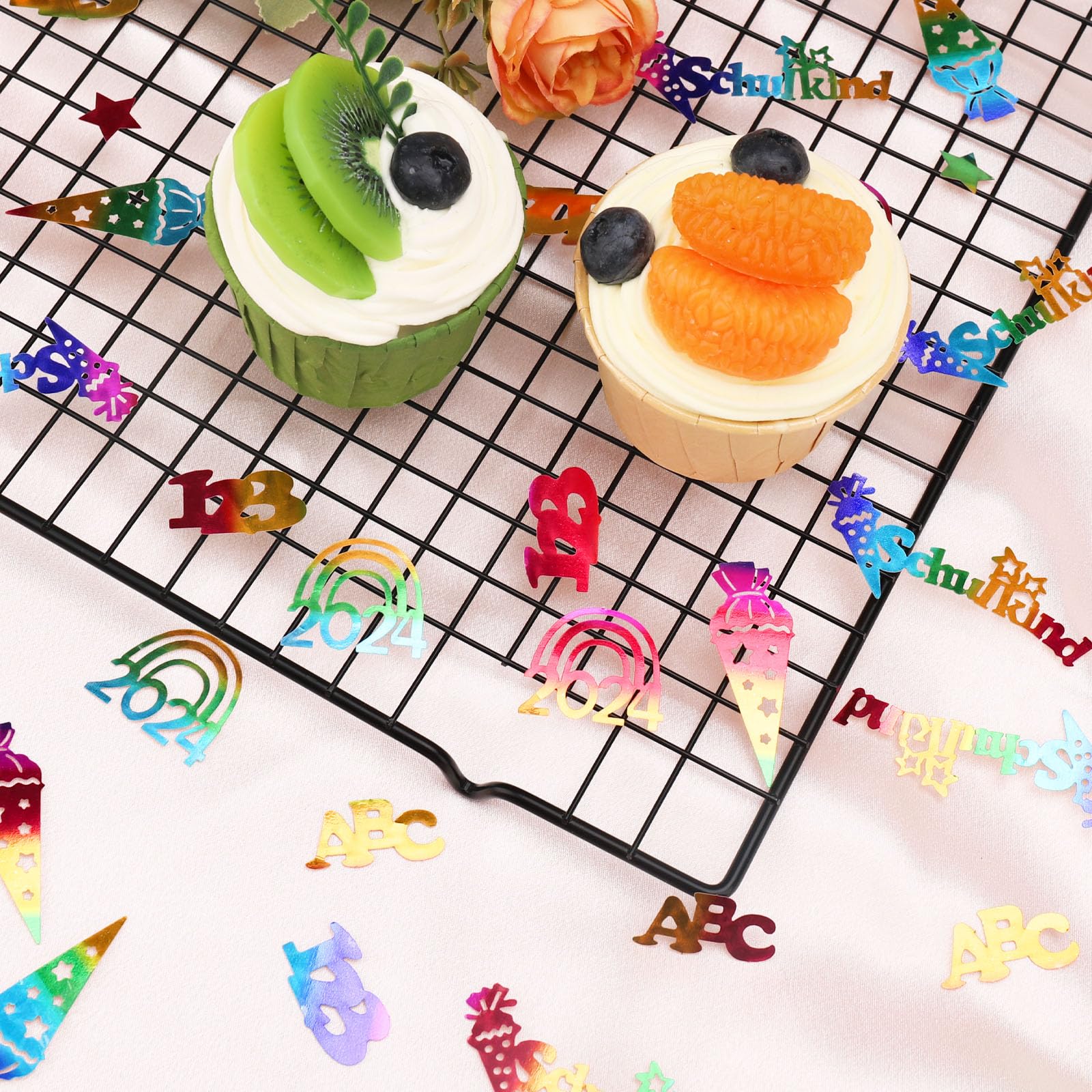 DazzJoy Einschulung Servietten - 20 Stück Mit 60 Konfetti Für Schulanfang