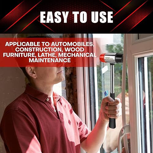 Miniatura 7 de YIYITOOLS Mazo suave de doble cara martillo joyas madera instalación de pisos soplado sin chispas y mango de plástico 1378in rojo y negro