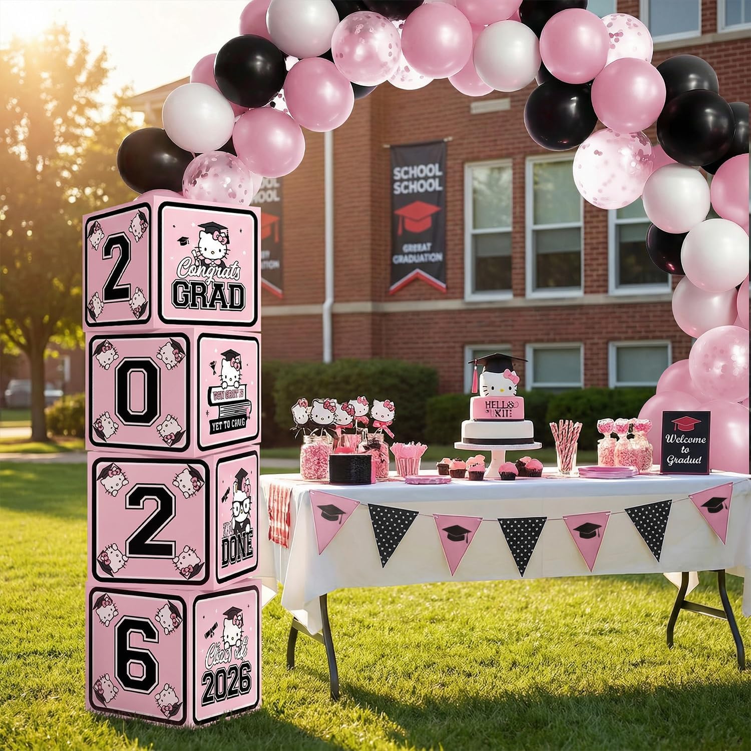 2026 Graduation Decorations, Pink Graduation Party Decorations Graduation Balloons Arch Kit Boxes With Letters 2026 Grad for Middle School High School College ect.