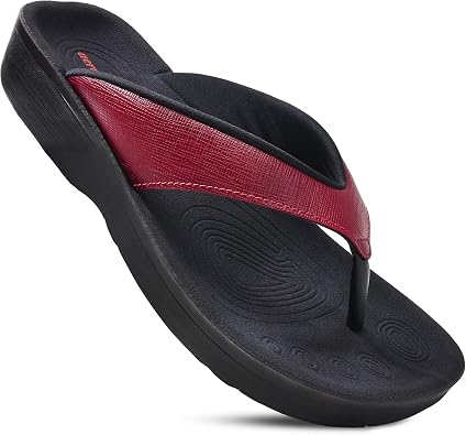 AEROTHOTIC Comfy Arch Support Flip Flops for Women Orthopedic Slip on Sandals