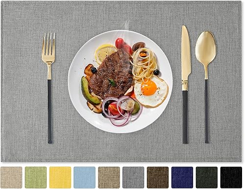 Romanstile Juego de manteles individuales de tela de 6 a 12 x 18 pulgadas, resistentes al calor, de arpillera gruesa de doble capa, lavables de lino