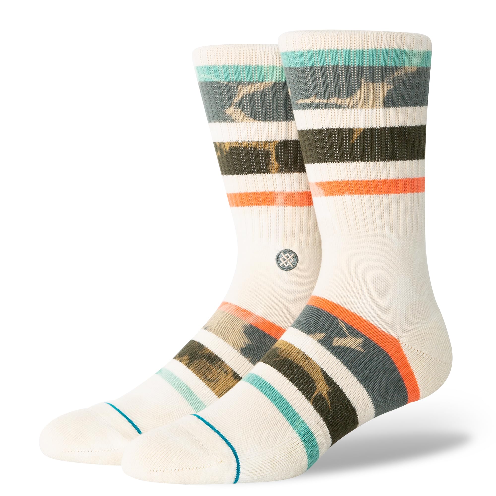 StanceBrong Crew Socks White Striped Infiknit Calf