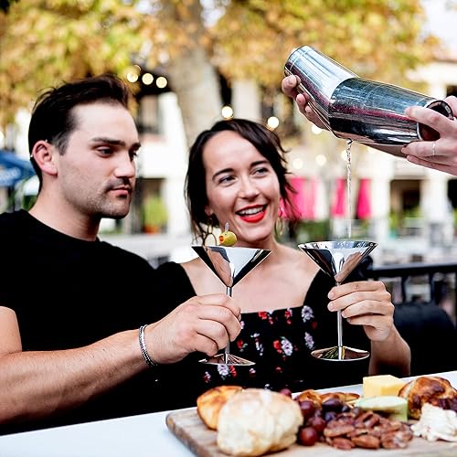 Miniatura 2 de Real Deal Steel Vasos de Martini de acero inoxidable: juego de 4, vasos de cóctel de metal irrompibles de 8 onzas, irrompibles, duraderos, acabado