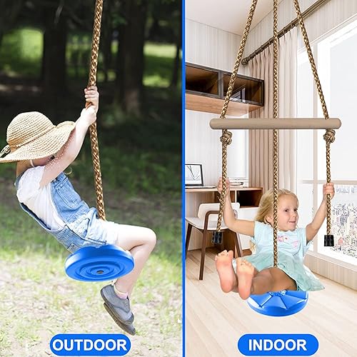 Miniatura 5 de KINSPORY Columpio de disco para niños, accesorios de juego de columpios, barras de mono de gimnasio de altura ajustable de 7 pies, asiento de árbol