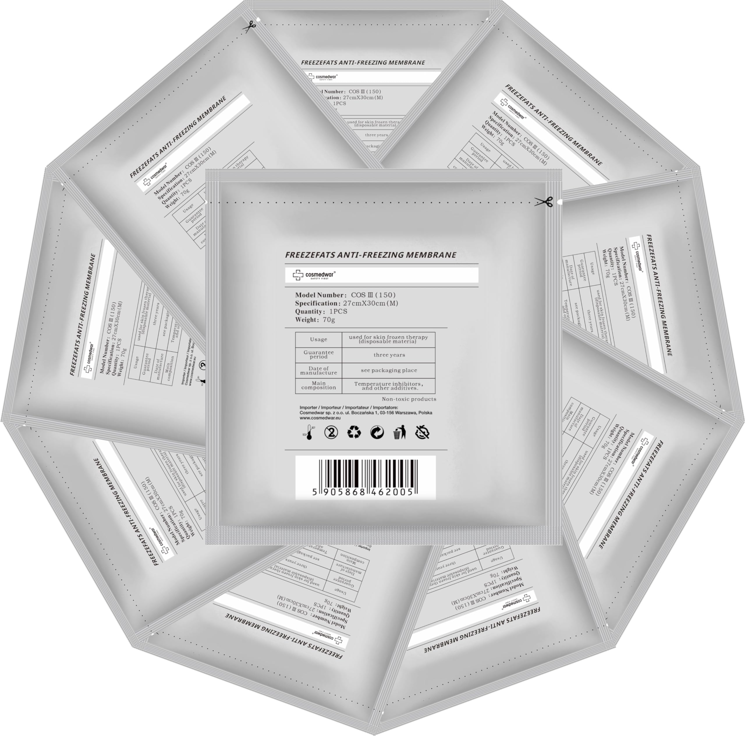 Lot De 15 Membranes Antigel Elitzia Pour Cryolipolyse – Taille 34x42 Cm, Protection Peau Contre Le Froid, Professionnel Et Confortable