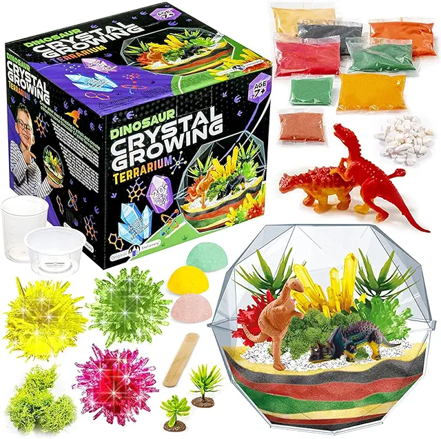 Crystal Dinosaur Terrarium Kit - Grow Your Own Dinosaur World with Crystals