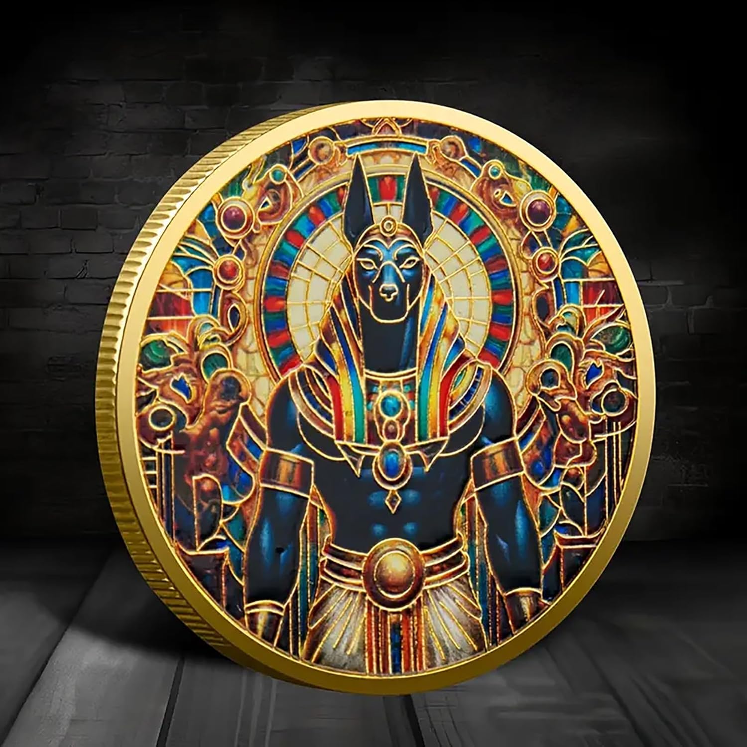 Anubis Egyptian Challenge Coin – 1.57 Inch Collectible Coin with Detailed Anubis Design, Egyptian Symbols, and Historical Significance